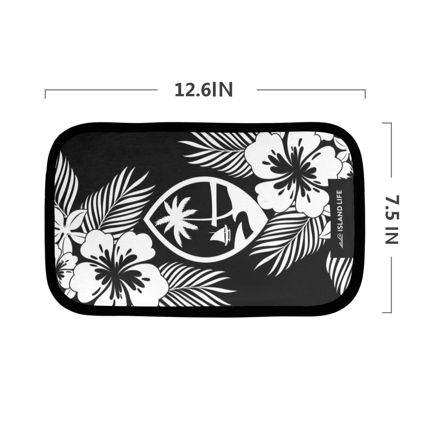 Guam Tropical Hibiscus Black Car Armrest Cover