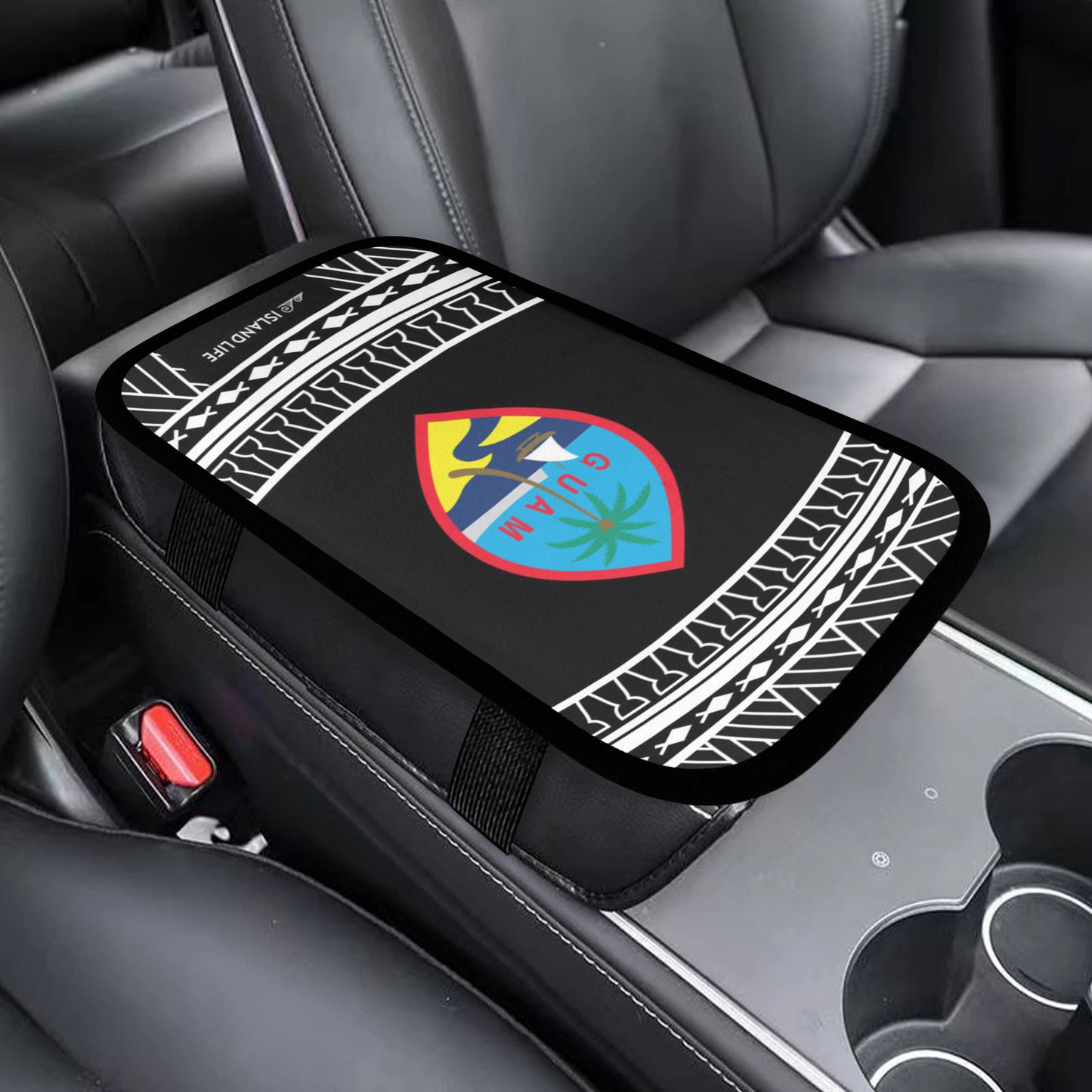 Guam Tribal Black Car Armrest Cover