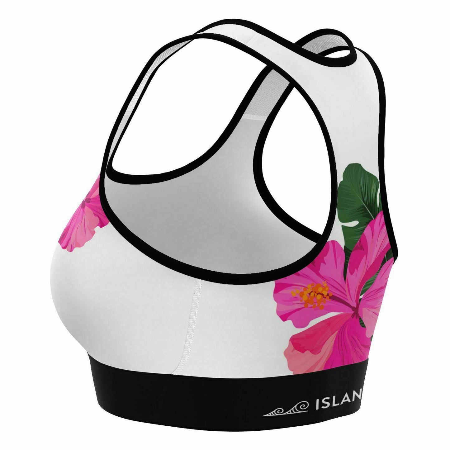 Guam Pink Hibiscus Paradise Sports Bra