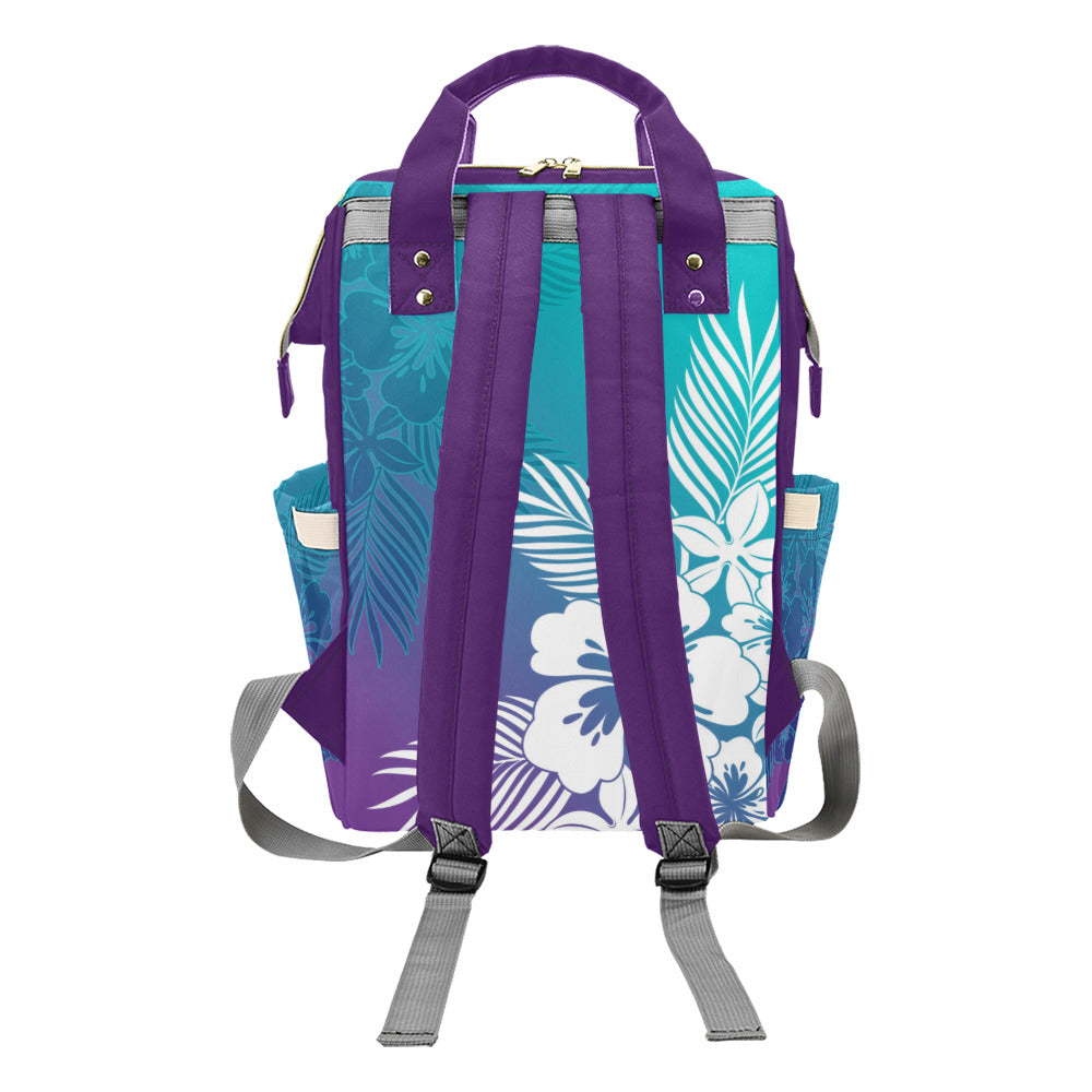 Guam Tropical Hibiscus Teal Purple Baby Diaper Backpack Bag