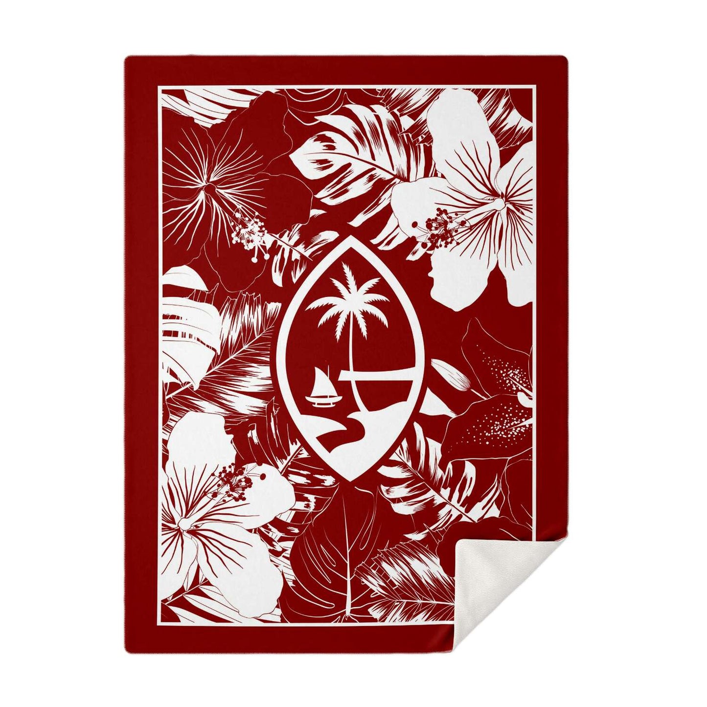 Guam Hibiscus Red Microfleece Blanket