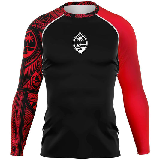 Guahan Tribal Men's Red Rashguard