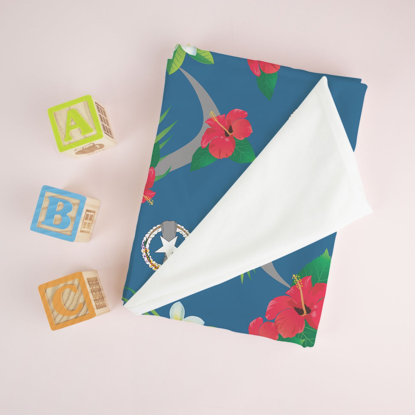 CNMI Flag Flowers Baby Swaddle Blanket