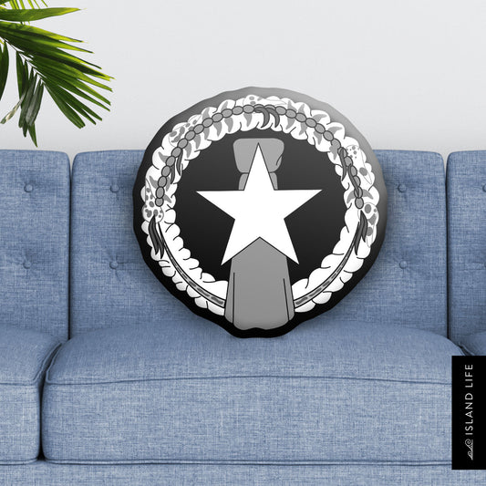 CNMI Seal Black and White Custom Shape Cushion