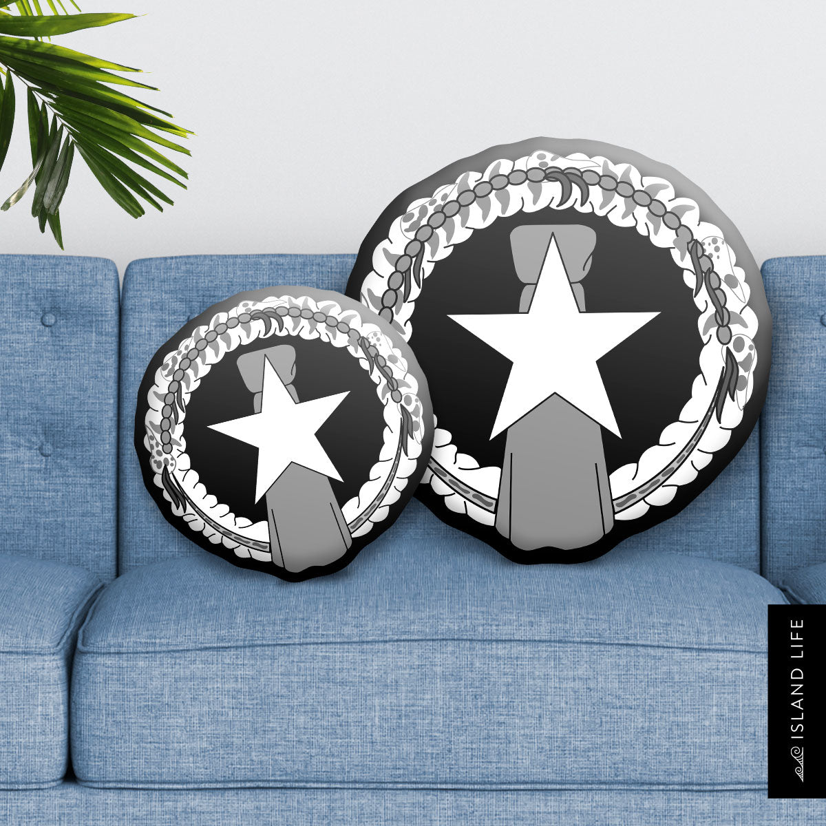 CNMI Seal Black and White Custom Shape Cushion