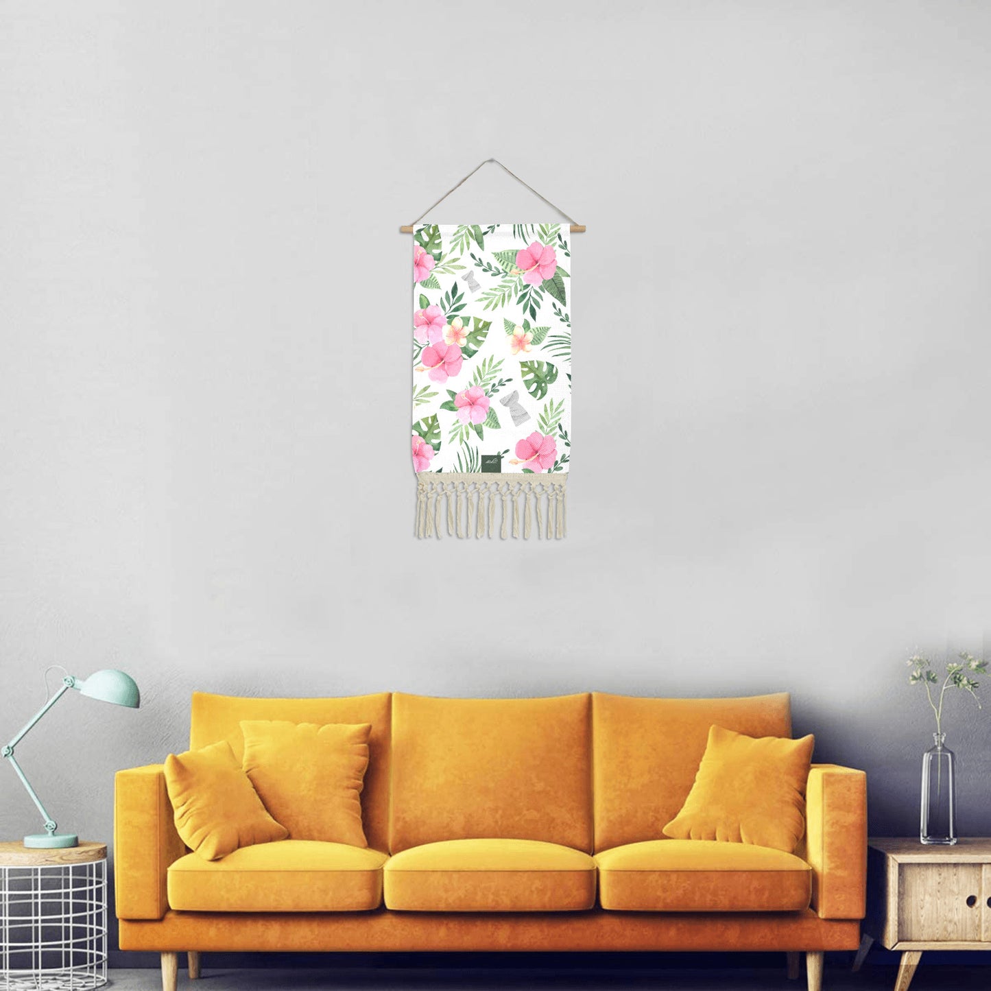Latte Stone Pink Hibiscus Guam CNMI Linen Hanging Poster