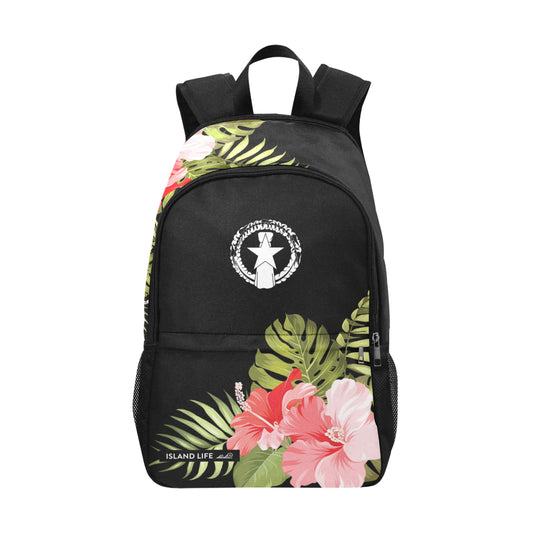 CNMI Saipan Tinian Rota Pink Hibiscus Laptop Side Pockets Backpack