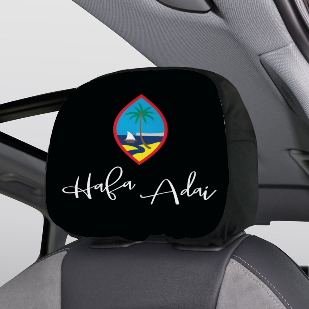 Guam Hafa Adai Script Car Headrest Cover (Set of 2)
