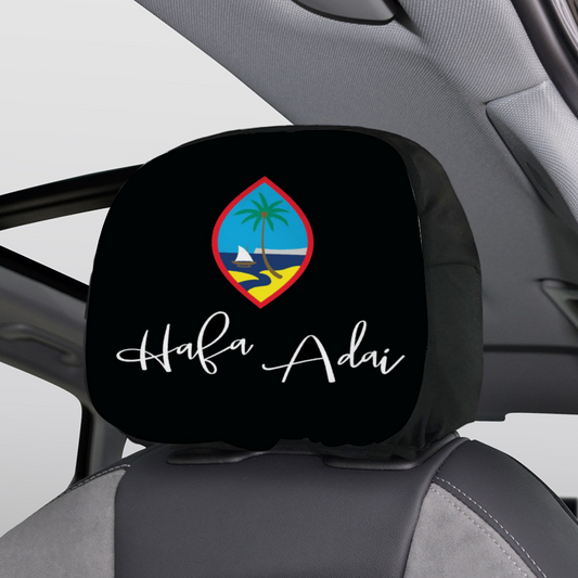 Guam Hafa Adai Script Car Headrest Cover (Set of 2)