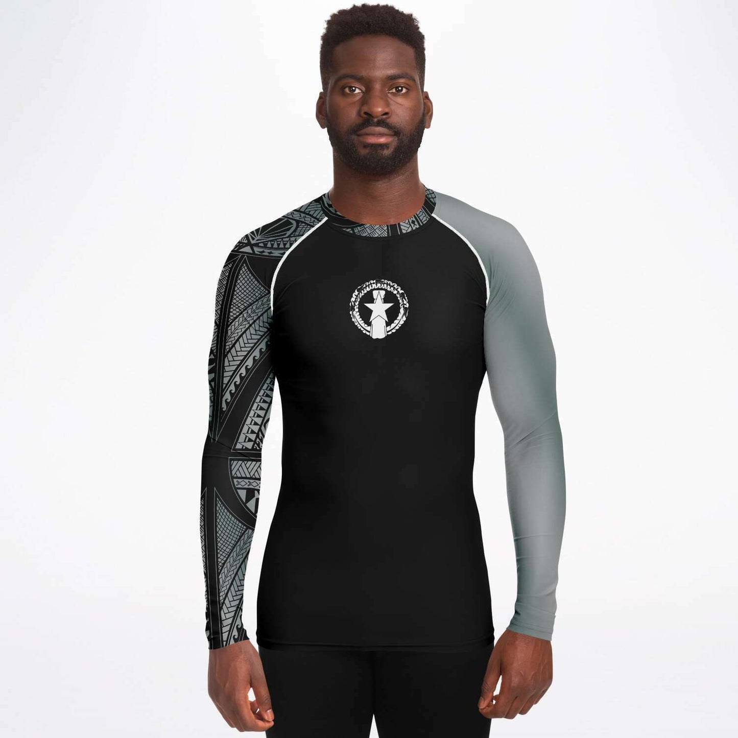 CNMI Tribal Men's Gray Rashguard