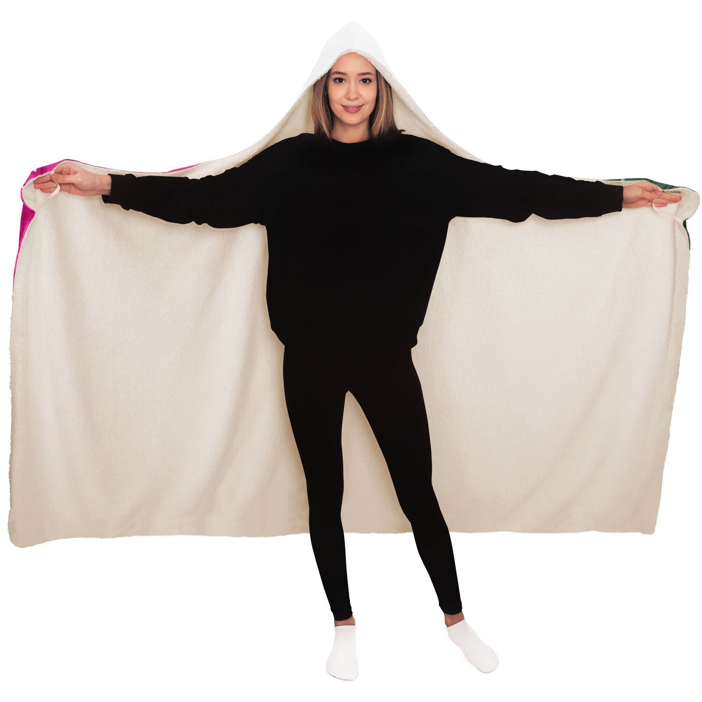Guam Pink Hibiscus Paradise White Premium Sherpa Hooded Blanket
