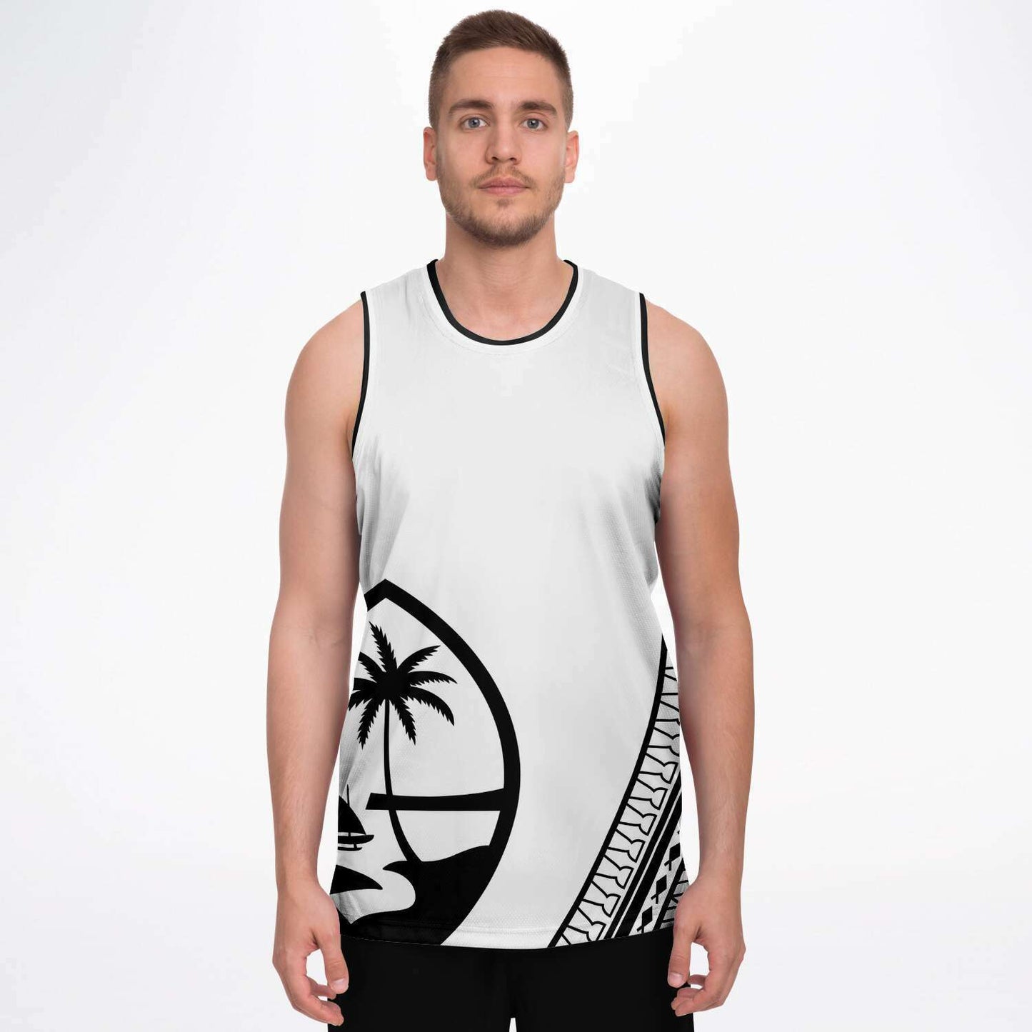 Guam Seal Tribal White Basketball Jersey