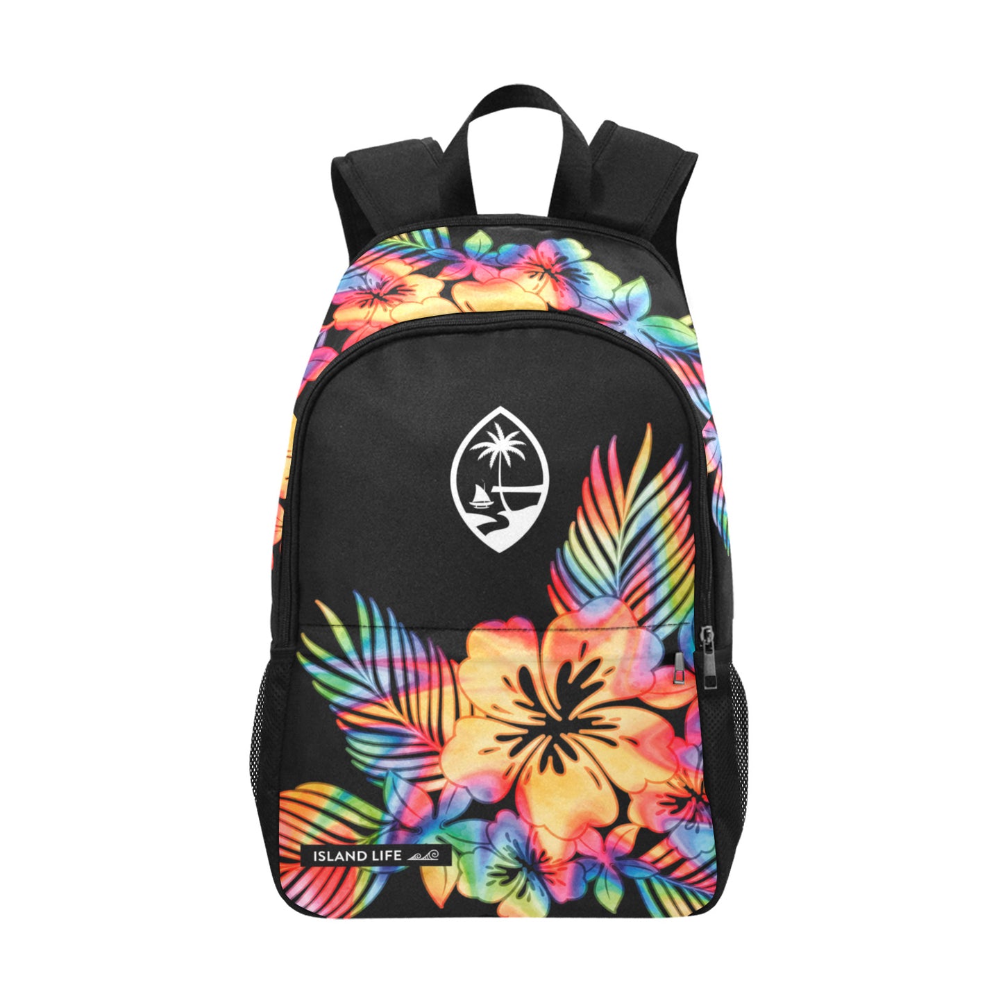 Guam Tropical Hibiscus Tie Dye Laptop Side Pockets Backpack