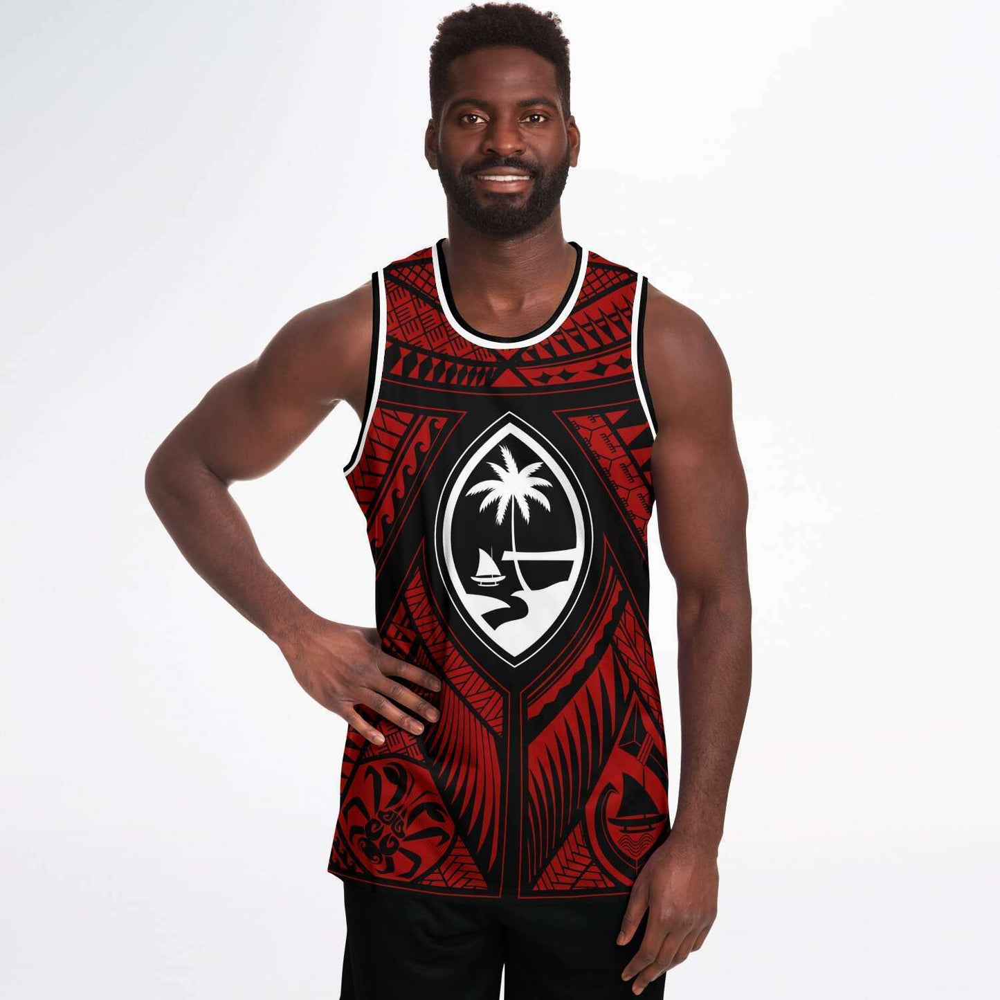 Guahan Tribal Red Basketball Jersey