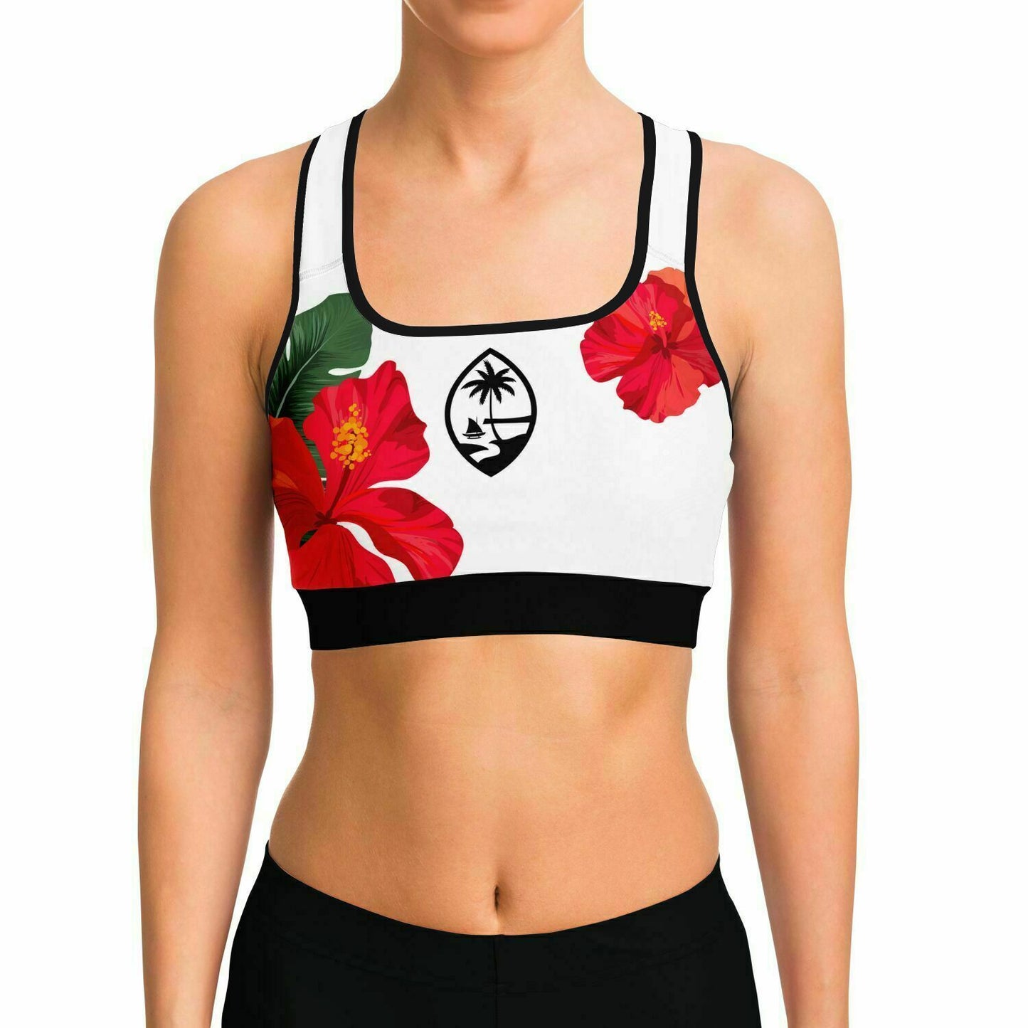 Guam Red Hibiscus Paradise Sports Bra