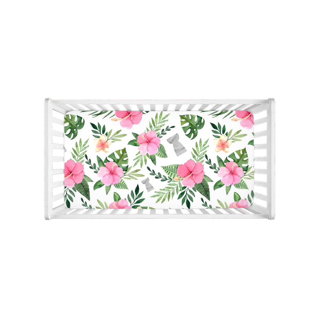Latte Stone Pink Hibiscus Guam Saipan Chamorro Baby Crib Sheet