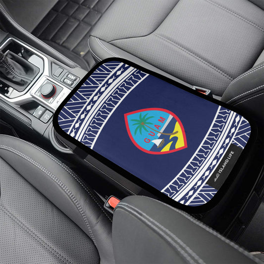 Guam Tribal Blue Car Armrest Cover