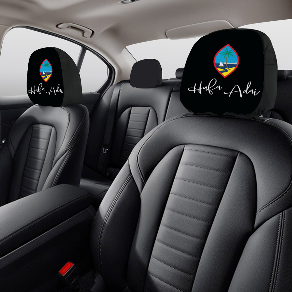 Guam Hafa Adai Script Car Headrest Cover (Set of 2)