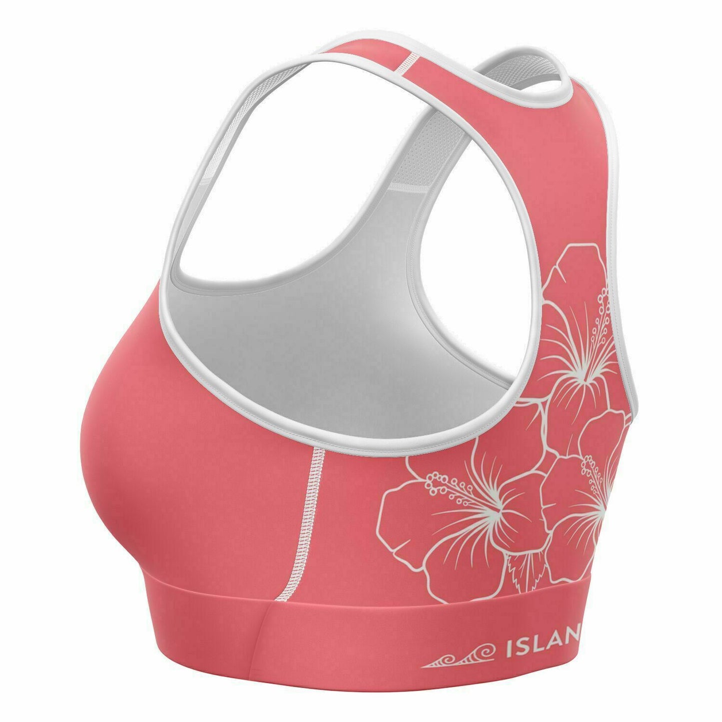 Guam Coral Modern Hibiscus Sports Bra