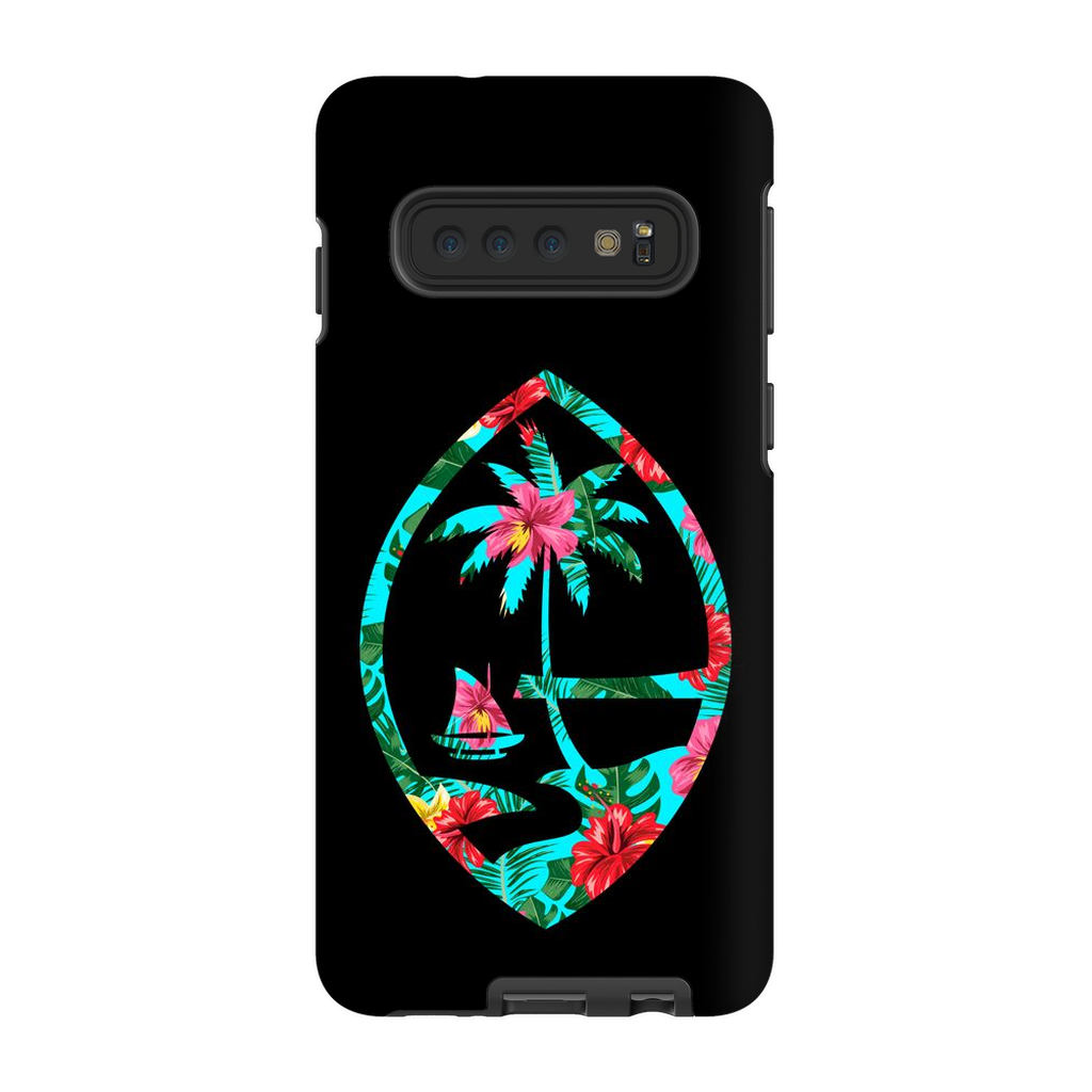 Teal Floral Guam Seal Premium Glossy Tough Phone Case