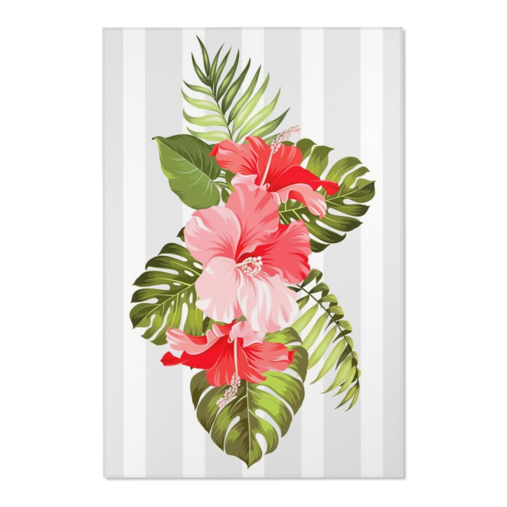 Guam CNMI Striped Hibiscus Nursery Area Rug