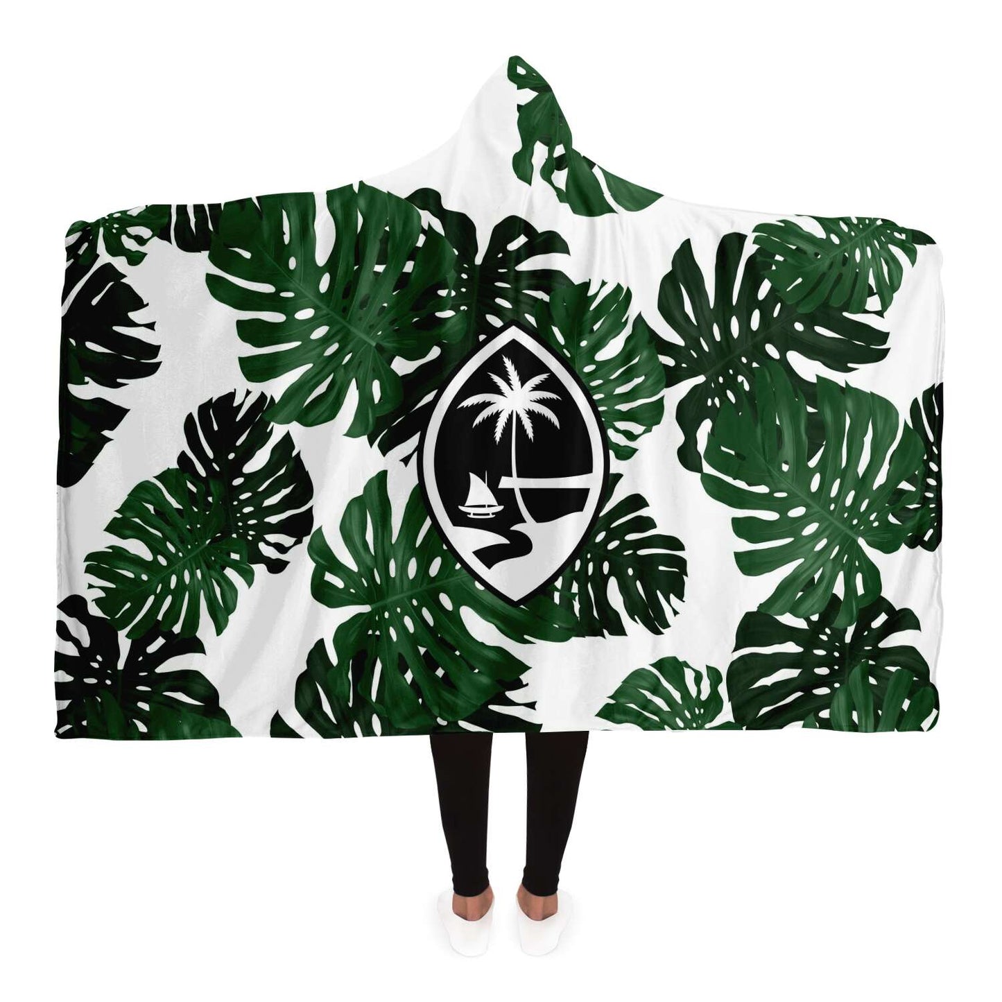 Guam Lemai Leaves Premium Sherpa Hooded Blanket