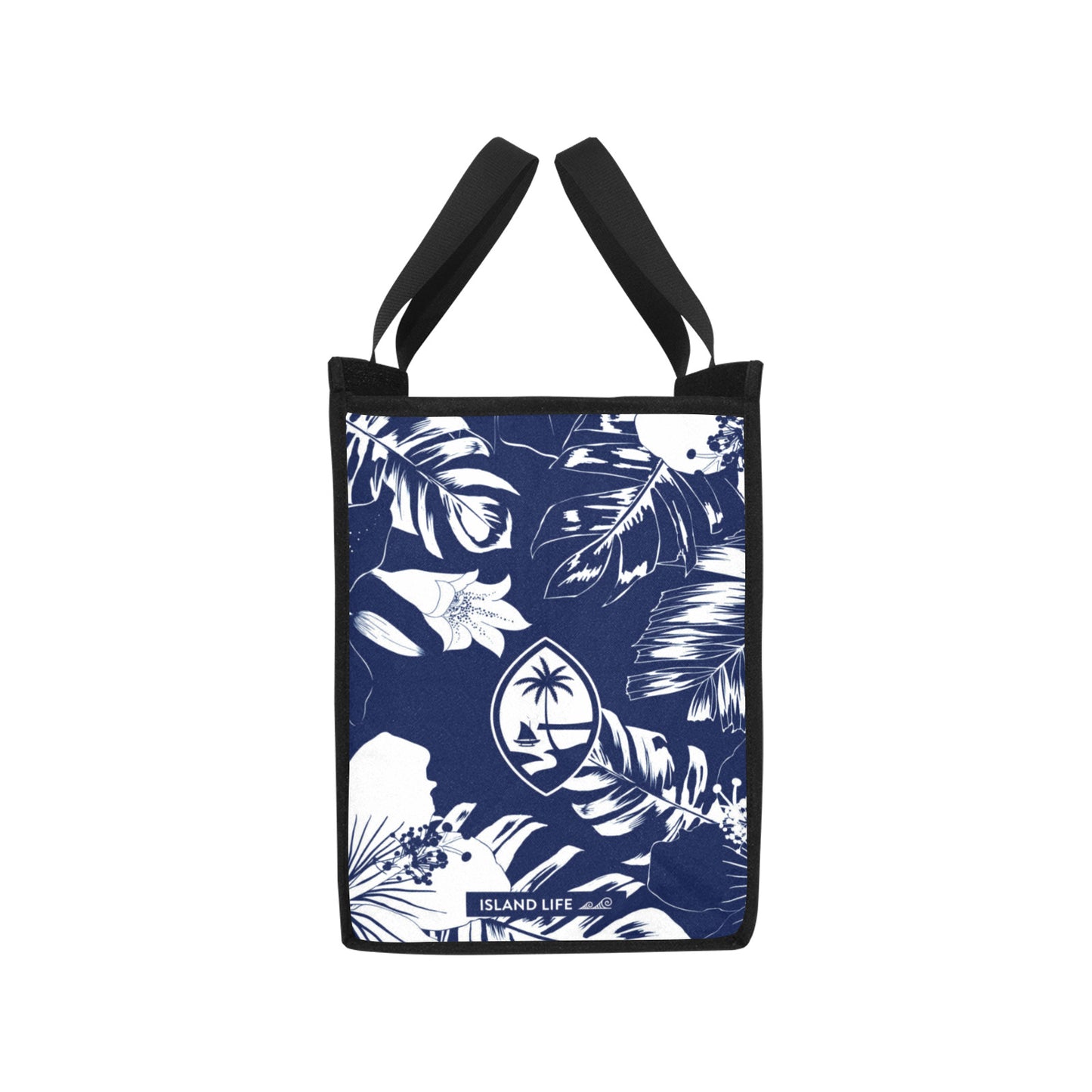 Guam Blue Floral Balutan Large Picnic Tote Bag