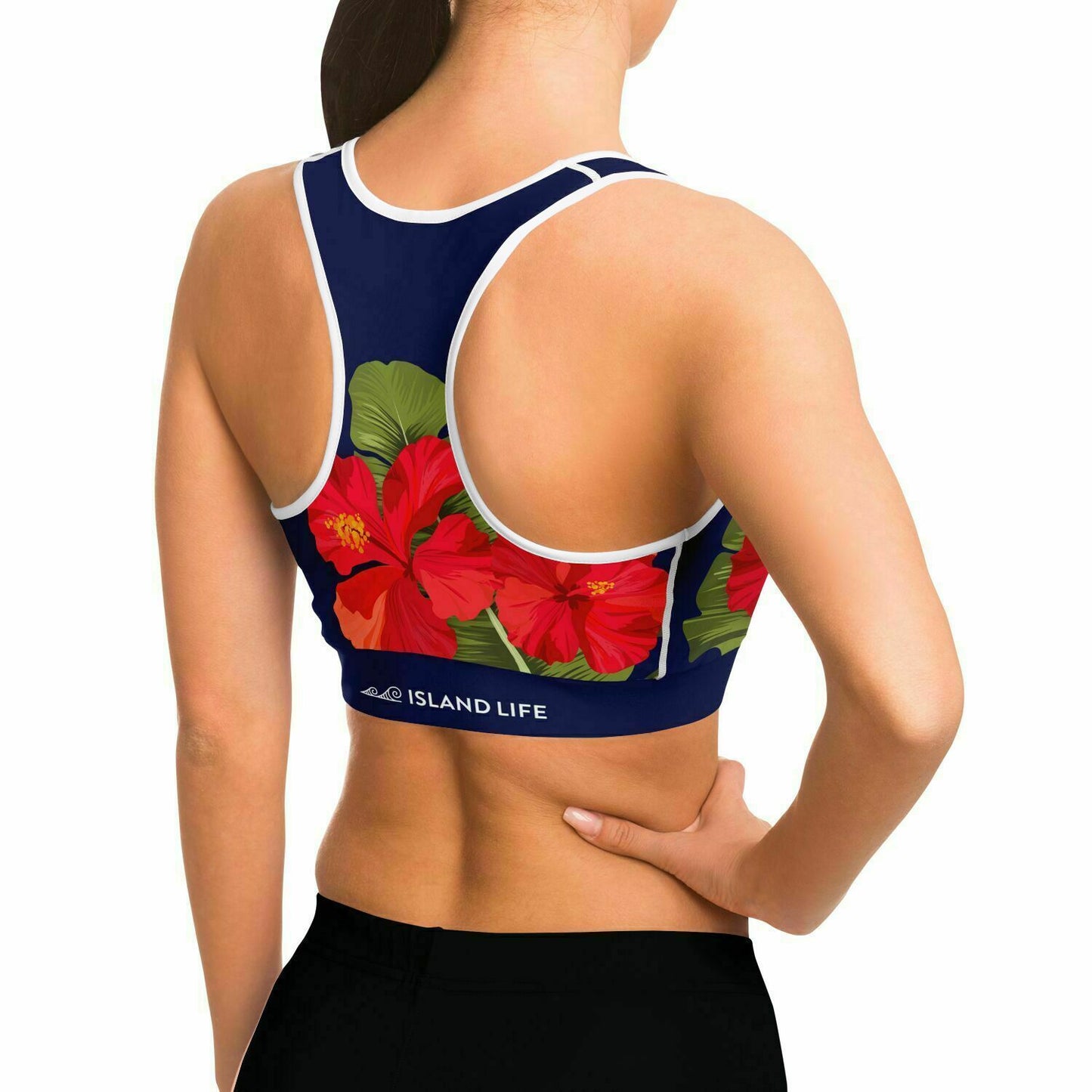 Guam Seal Hibiscus Paradise Sports Bra