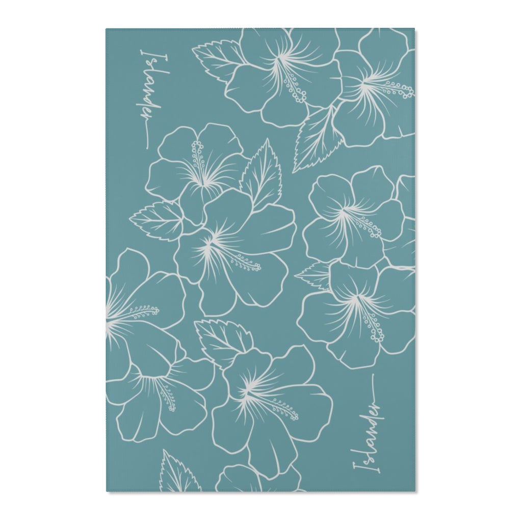 Guam CNMI Modern Hibiscus Teal Area Rug