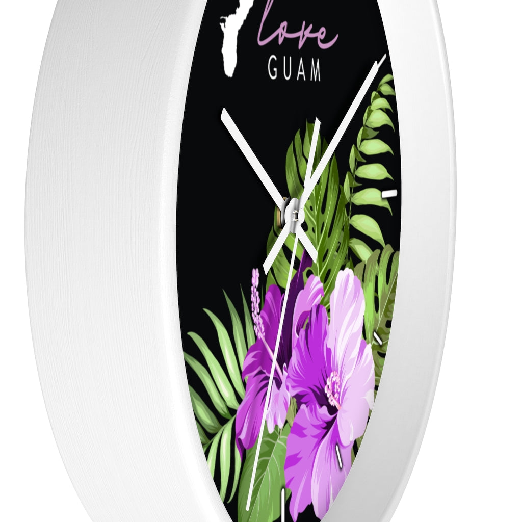 Love Guam Purple Hibiscus Wall clock