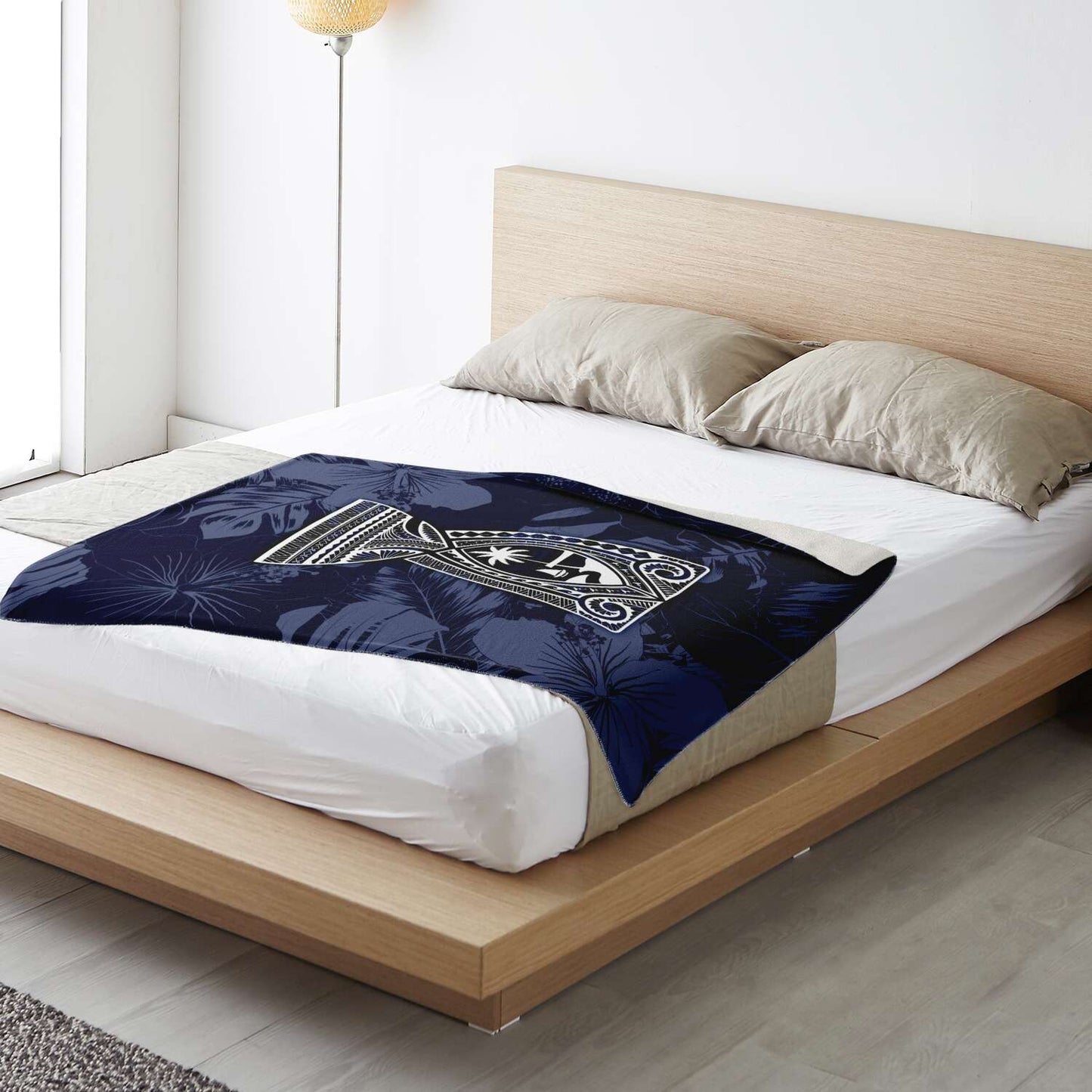 Latte Stone Guam Tribal Blue Microfleece Blanket