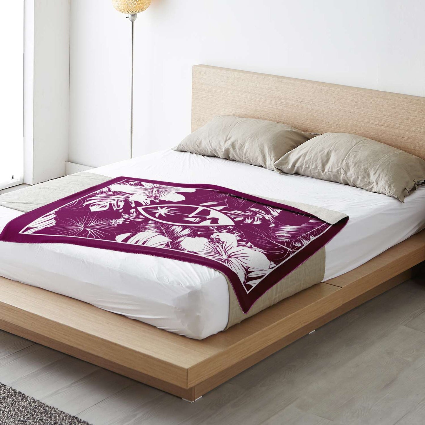 Guam Hibiscus Purple Microfleece Blanket