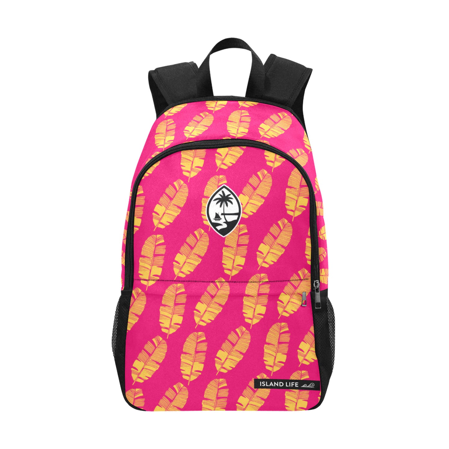 Guam Banana Leaves Pink Yellow Laptop Side Pockets Backpack