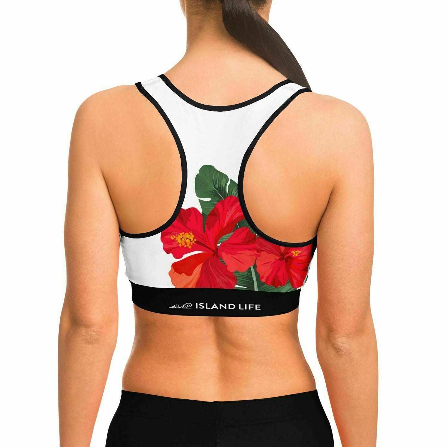 Guam Red Hibiscus Paradise Sports Bra