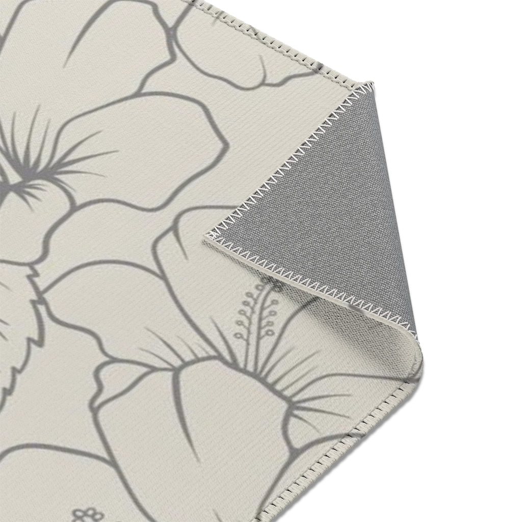 Guam CNMI Modern Hibiscus Beige Gray Area Rug