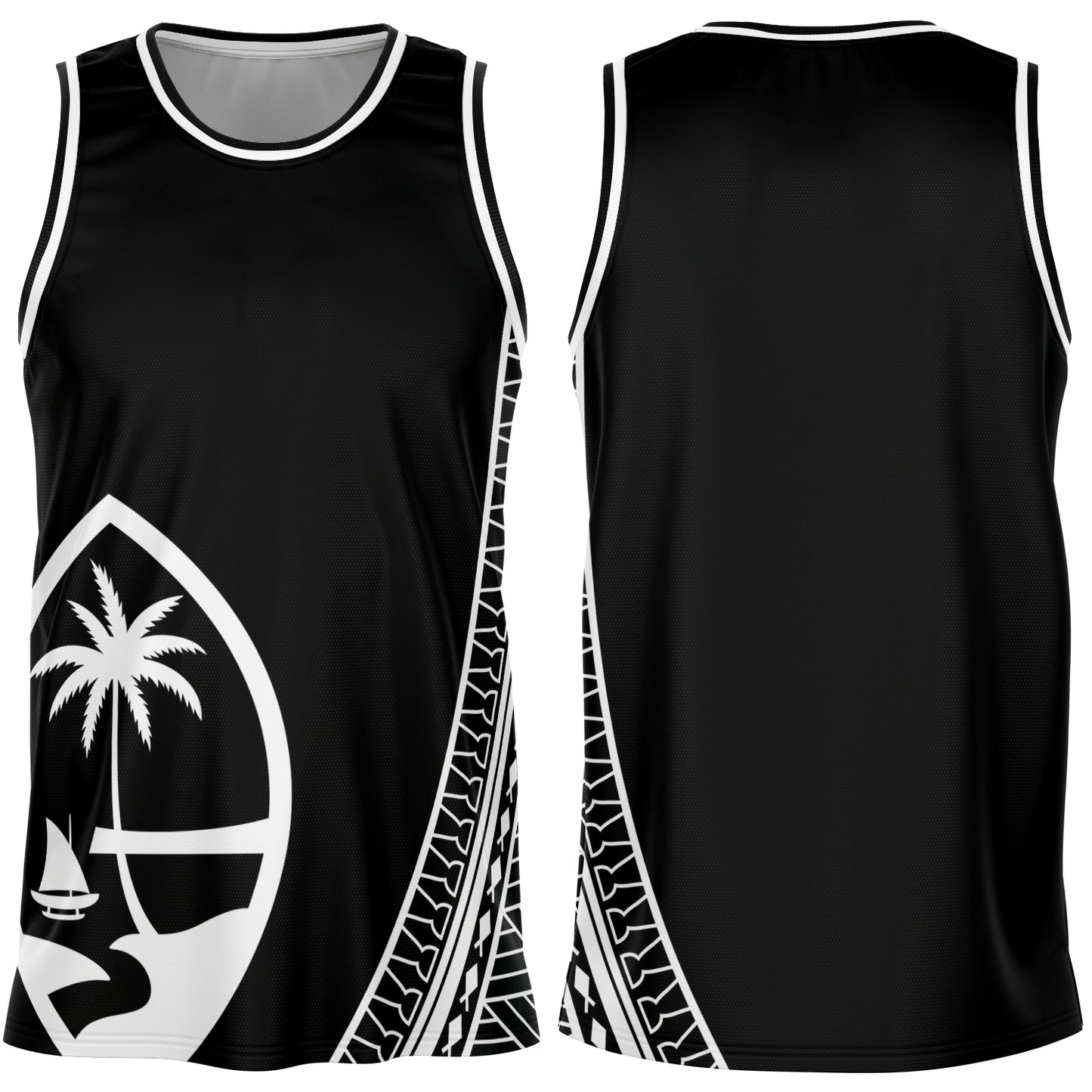 Guam Seal Tribal Black Basketball Jersey