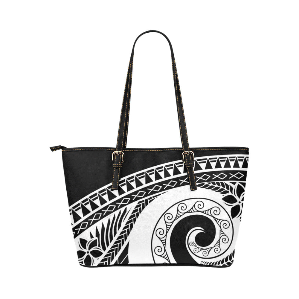 Guam CNMI Tribal Black Large Leather Tote Purse
