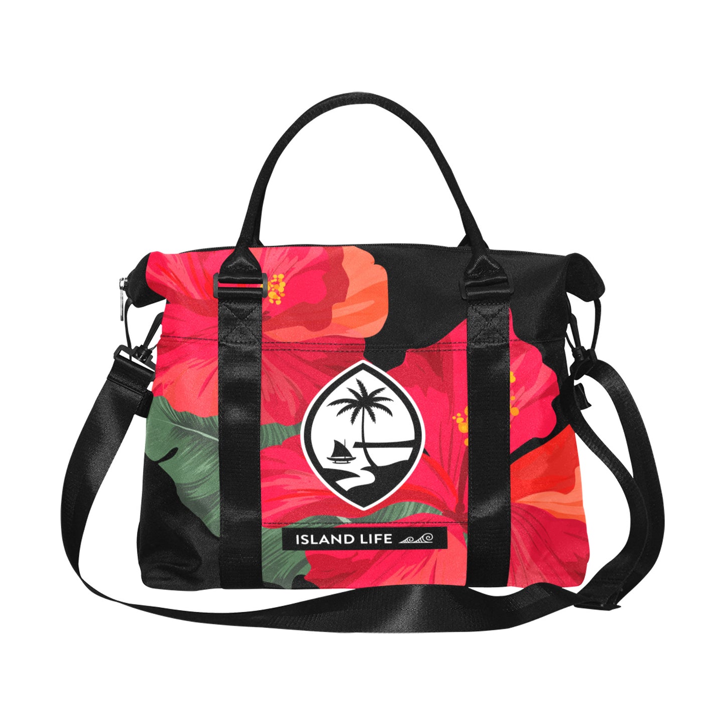 Guam Red Hibiscus Paradise Large Travel Duffel Bag