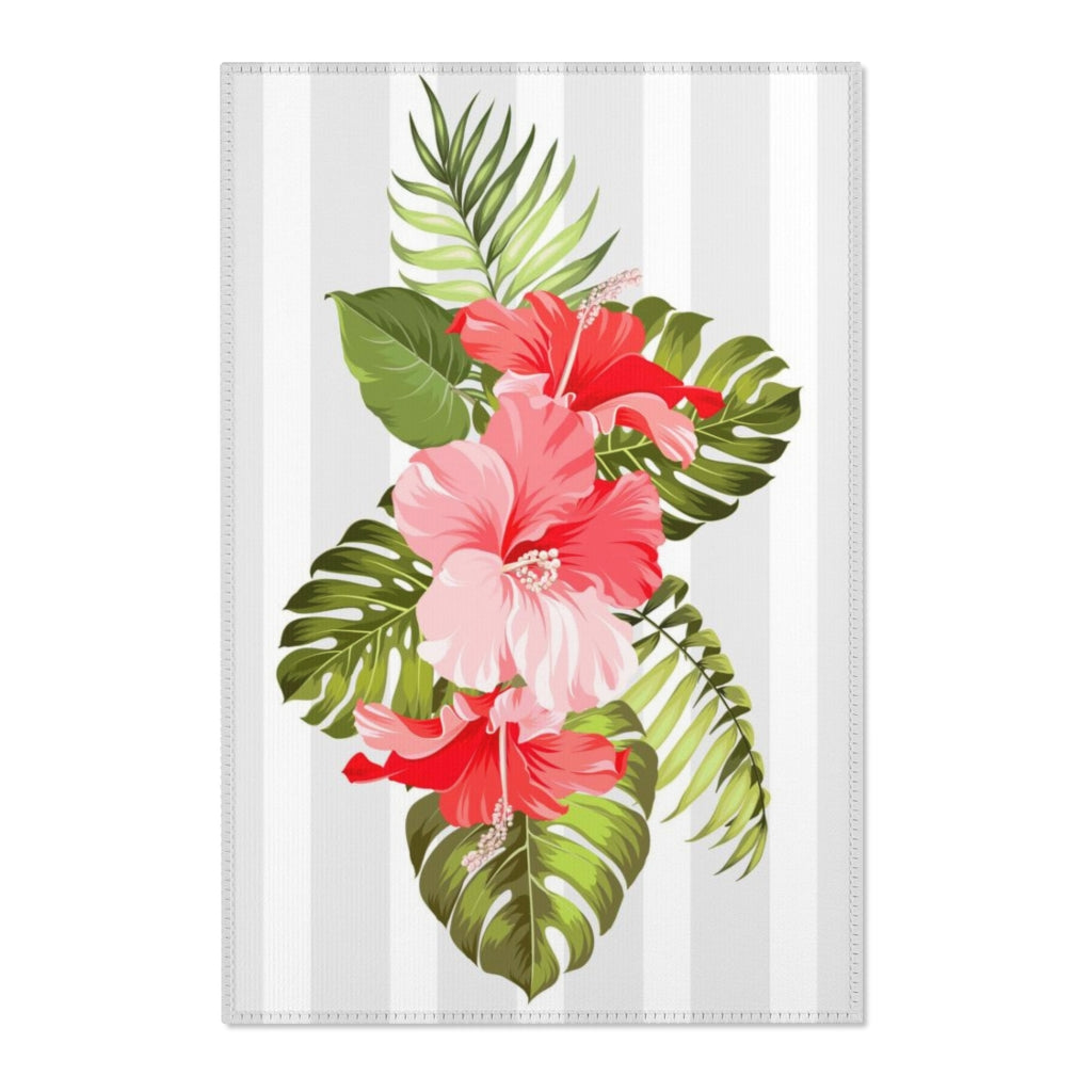 Guam CNMI Striped Hibiscus Nursery Area Rug