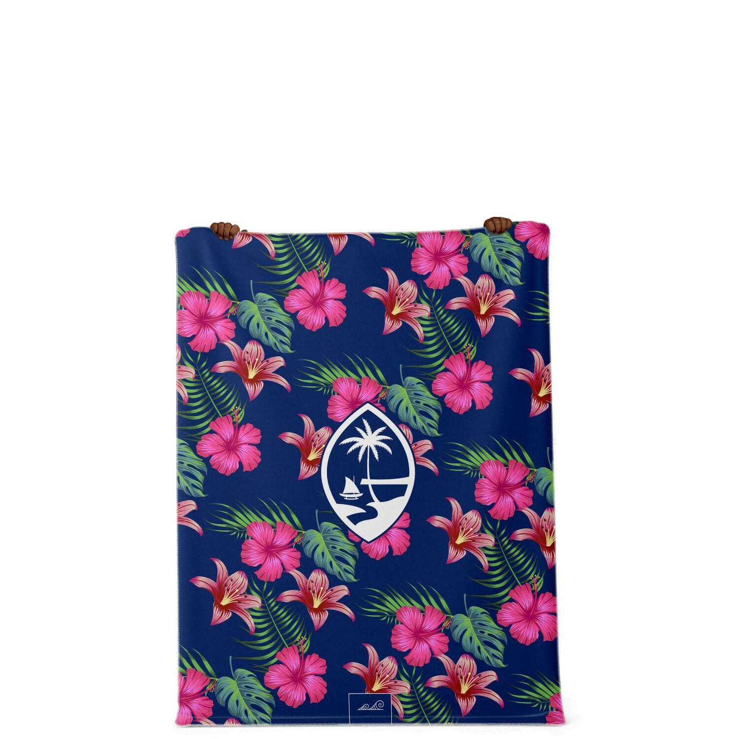 Guam Hibiscus Island Blue Microfleece Blanket