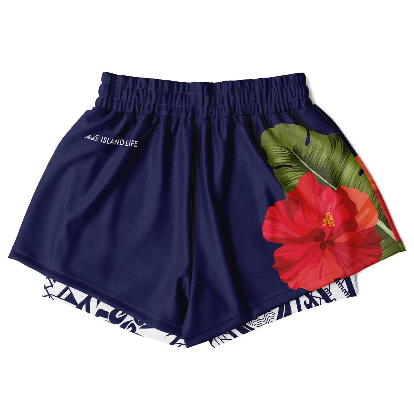 Guam Seal Hibiscus Paradise Layer 2-in-1 Phone Pocket Active Shorts