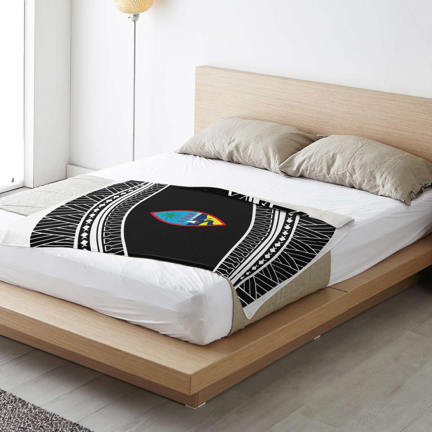 Guam Seal Tribal Black Microfleece Blanket