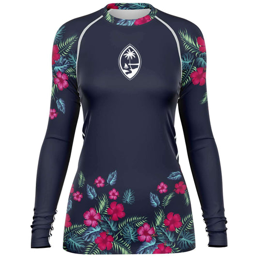 Guam Hibiscus Floral Women's Rashguard