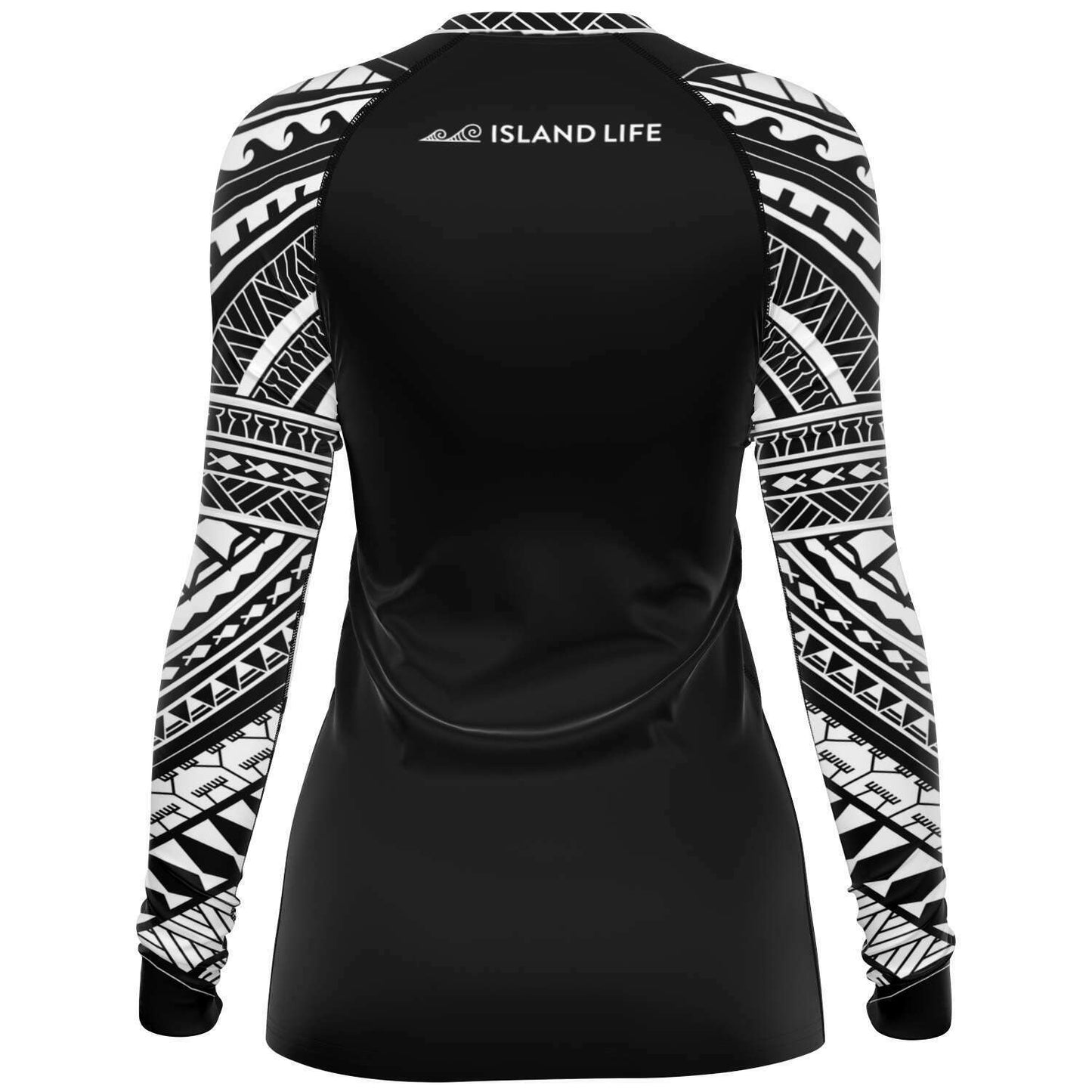 CNMI Tribal Women's Black White Rashguard