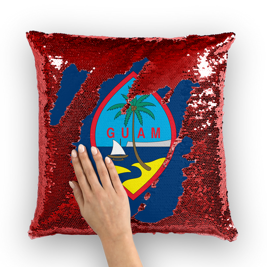 Guam Flag Pillow Sequin Cushion Cover