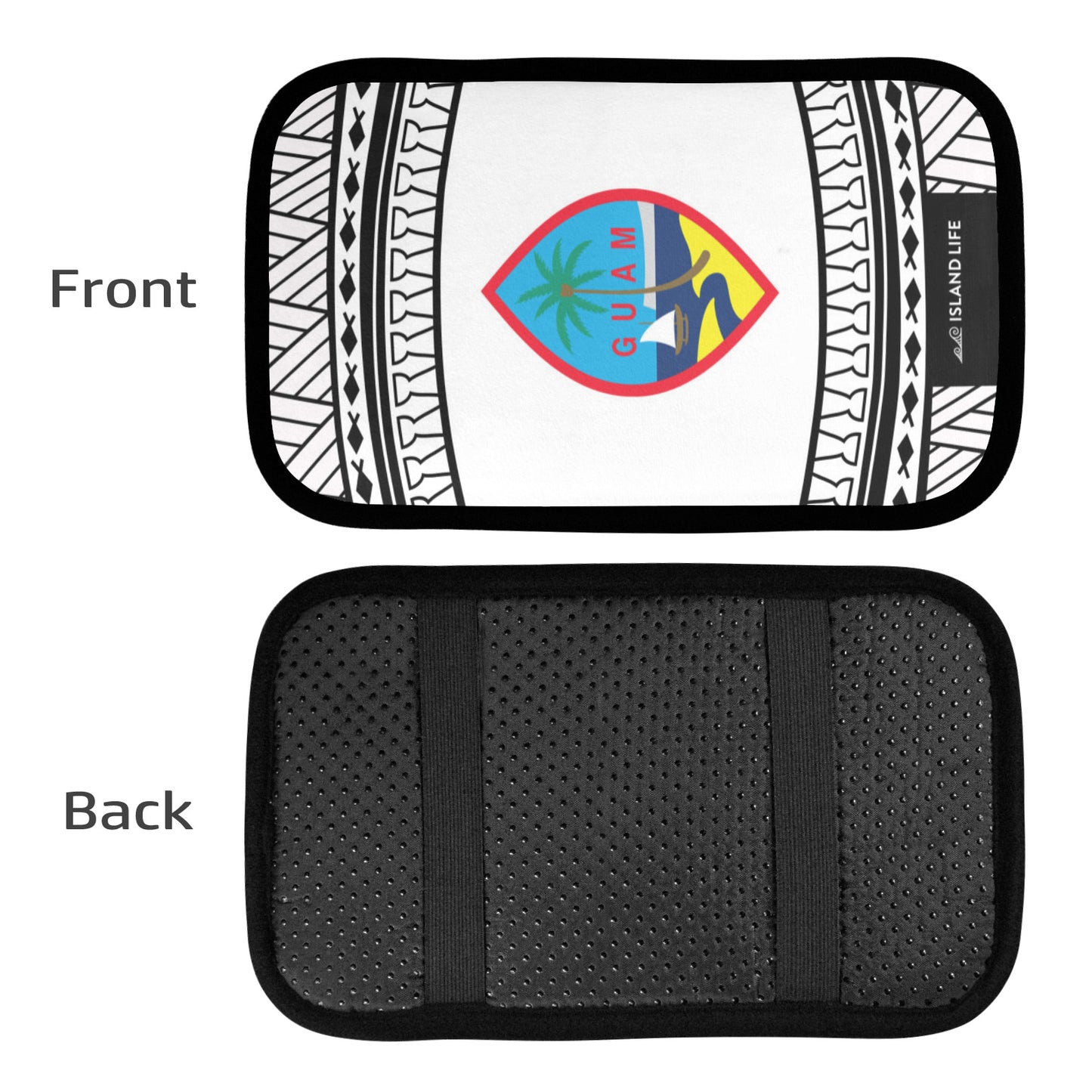 Guam Tribal White Car Armrest Cover
