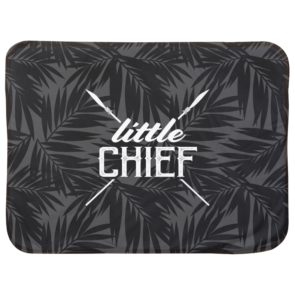 Little Chief Coconut Leaves Gray Baby Sherpa Blanket