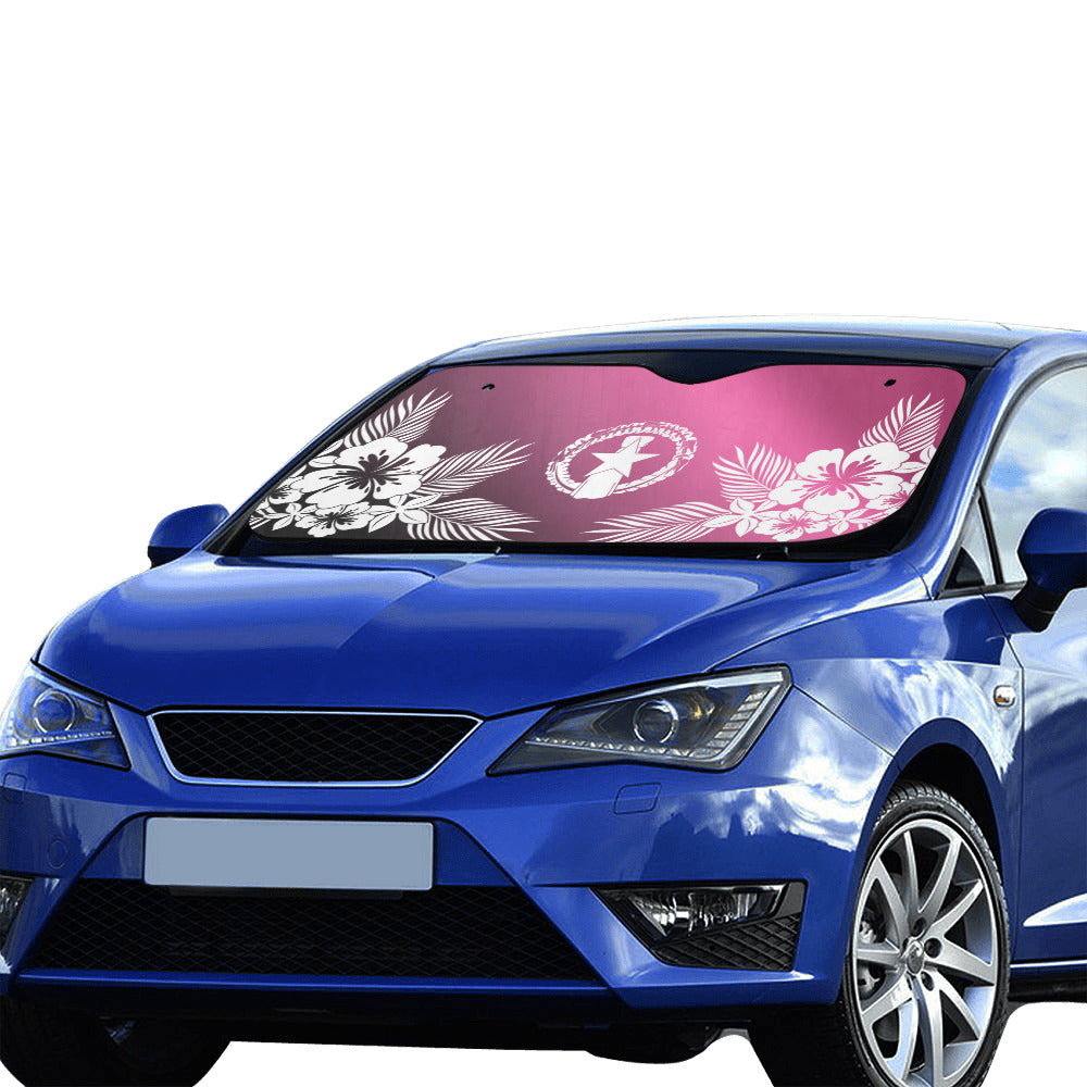 CNMI Tropical Hibiscus Pink Car Sun Shade