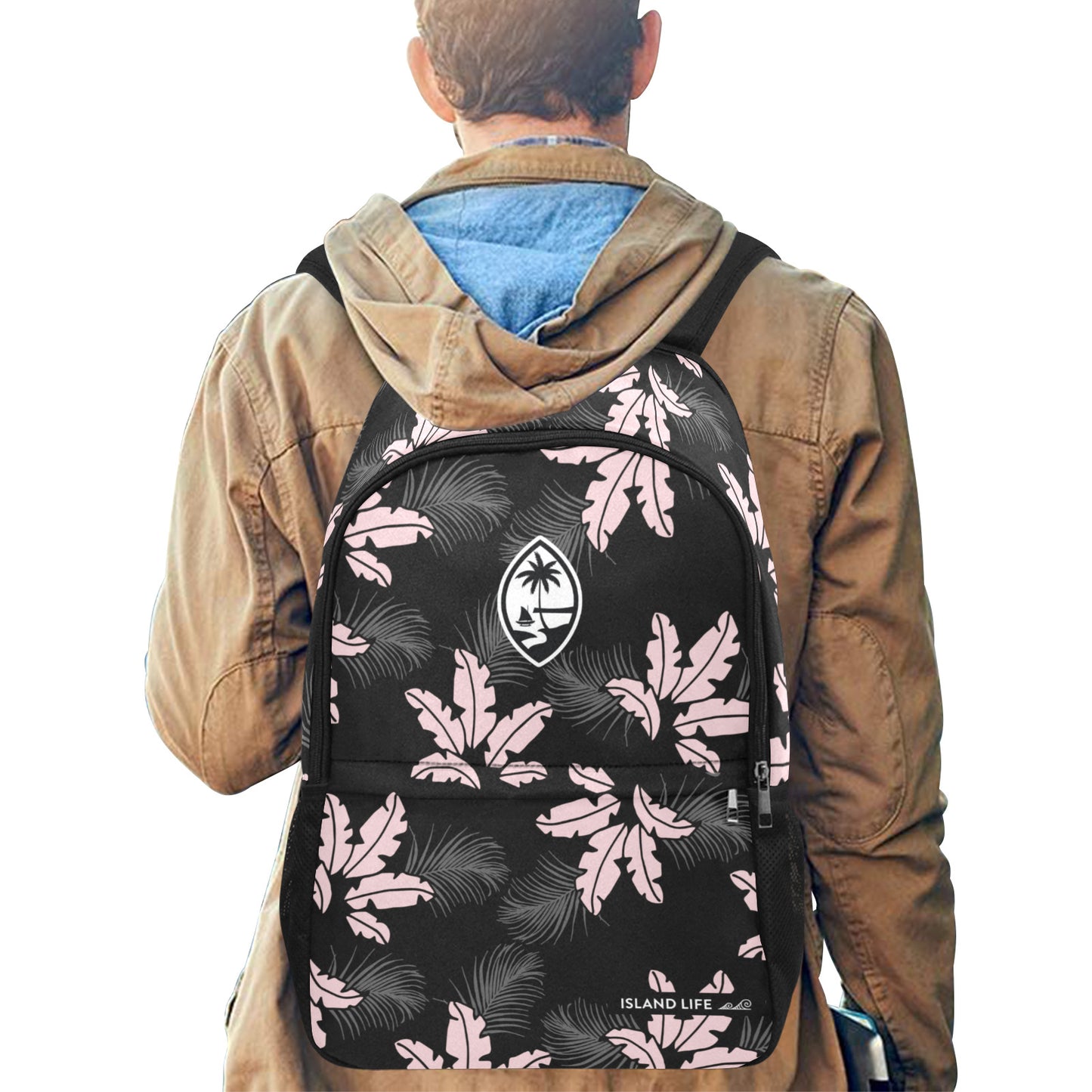 Guam Banana Coconut Laptop Side Pockets Black Backpack