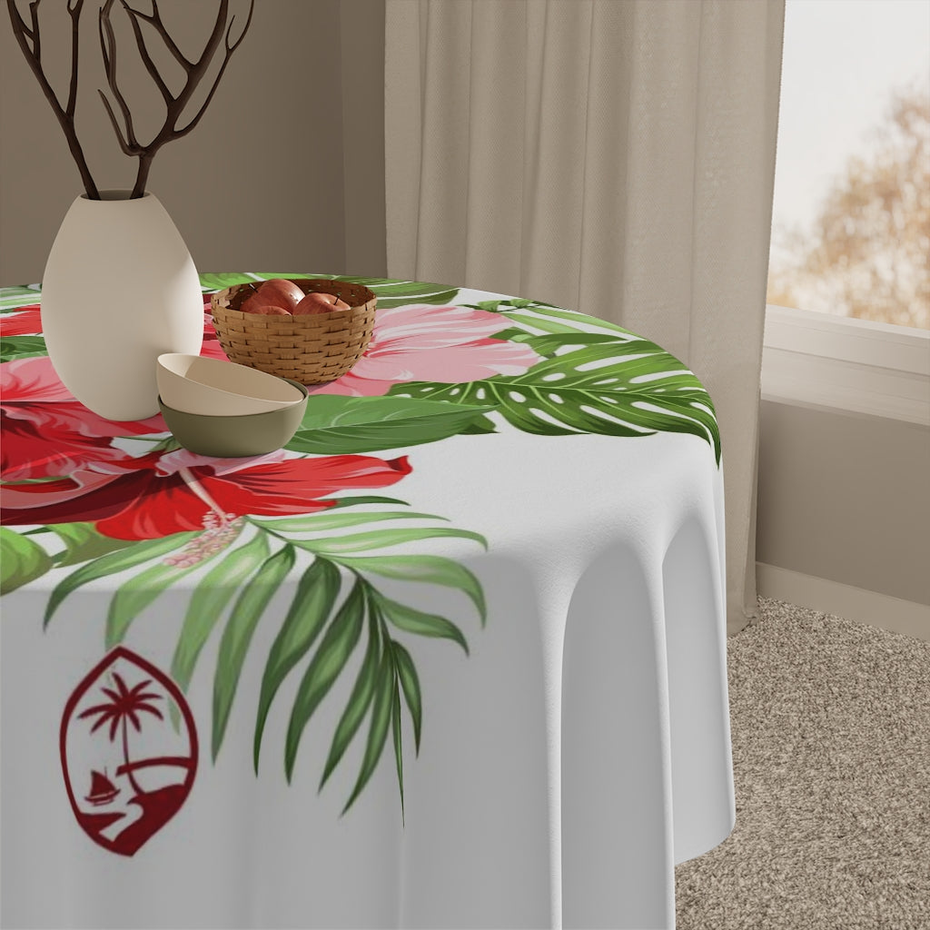 Guam Hibiscus Art Red Table Cloth